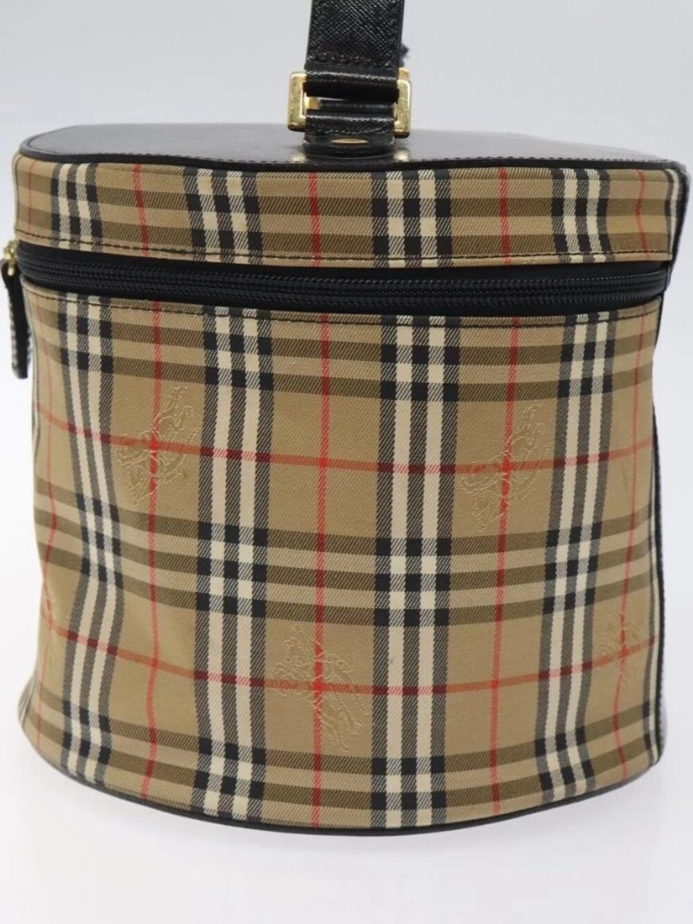 Burberrys Nova Check Hand Bag Canvas Beige Gold Auth 120481 - Picture 4 of 16